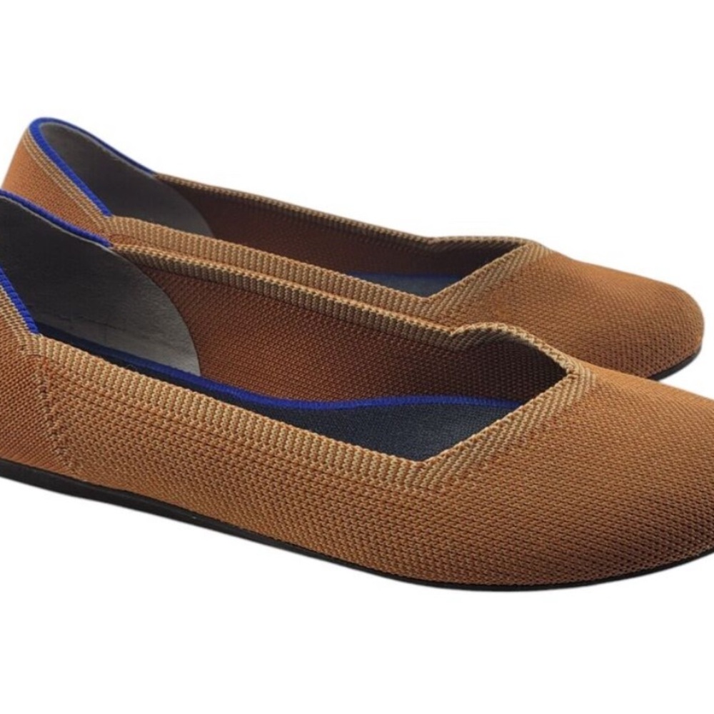 Rothy's The Flat Ballet Flats Womens 7.5 Cognac Orange Brown Comfort Knit Travel
